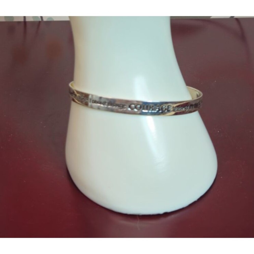 Vtg 925 Sterling Silver Serenity Prayer Bangle Bracelet Religious Inspirational